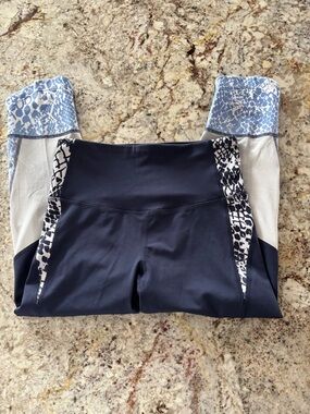 Champion Blue Athletic Leggings with Subtle Logo